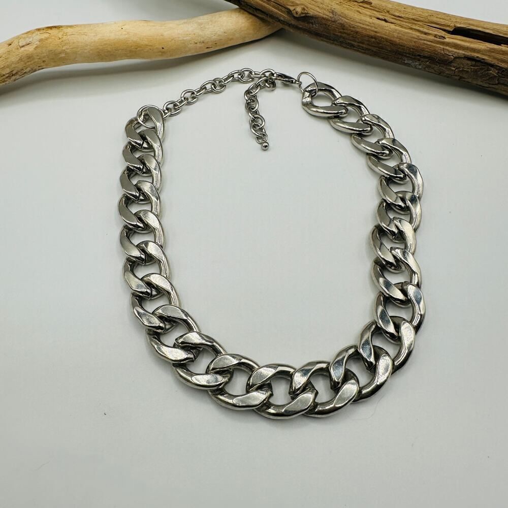 Silver Thick Link Necklace